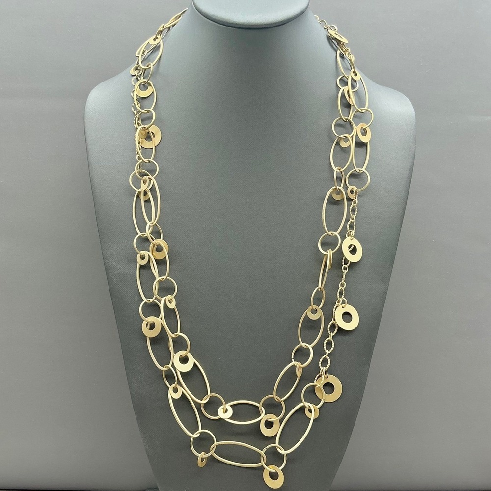 Premier Designs Womens Necklace‎ Gold Tone Multi Strand Oval Link Chain 26"